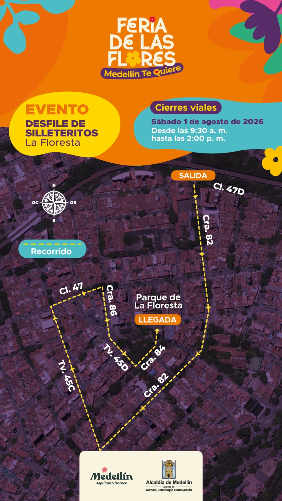 Cierre vial Medellín Feria de las Flores 2026.
