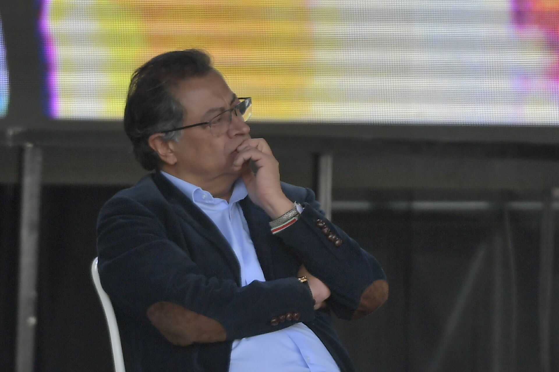 Presidente de la República, durante la concentración en la Plaza de Bolívar para defender la reforma pensional.