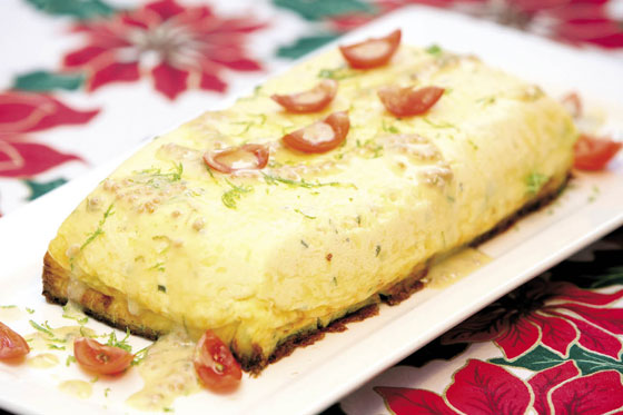 Flan de queso con salsa de limón y semillas de mostaza