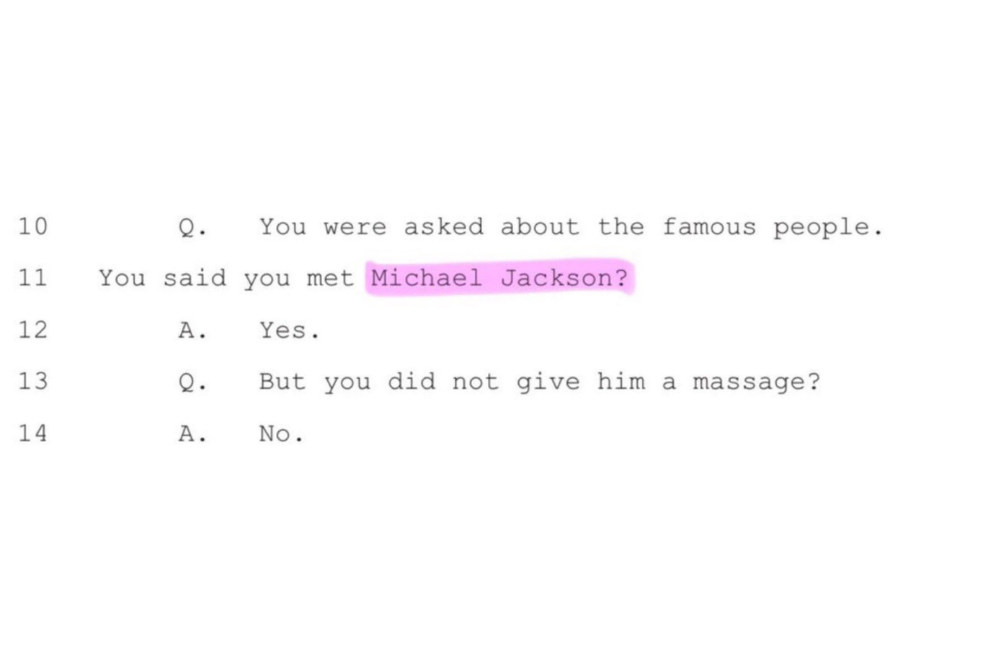 Sección del documento que menciona a Michael Jackson.