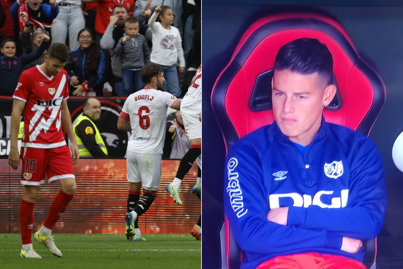 Sin la presencia de James Rodríguez en la cancha, Rayo Vallecano cayó ante Sevilla