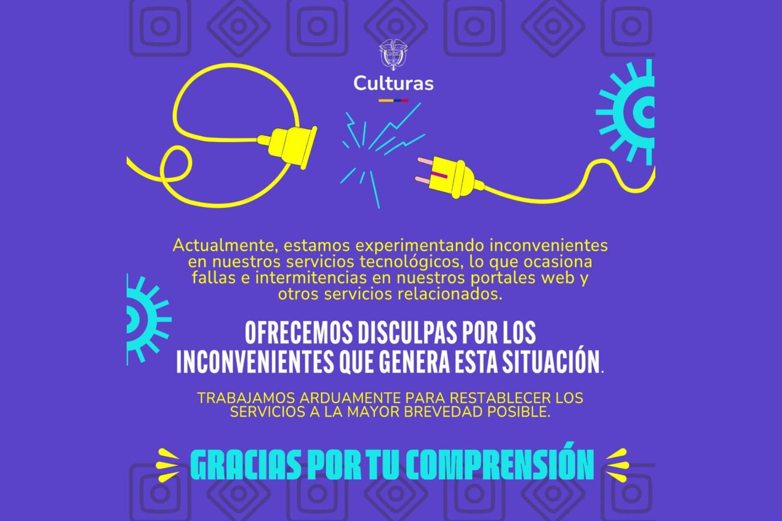La fallas en los canales del Ministerio de las Culturas se reportaron desde el 3 de julio.
