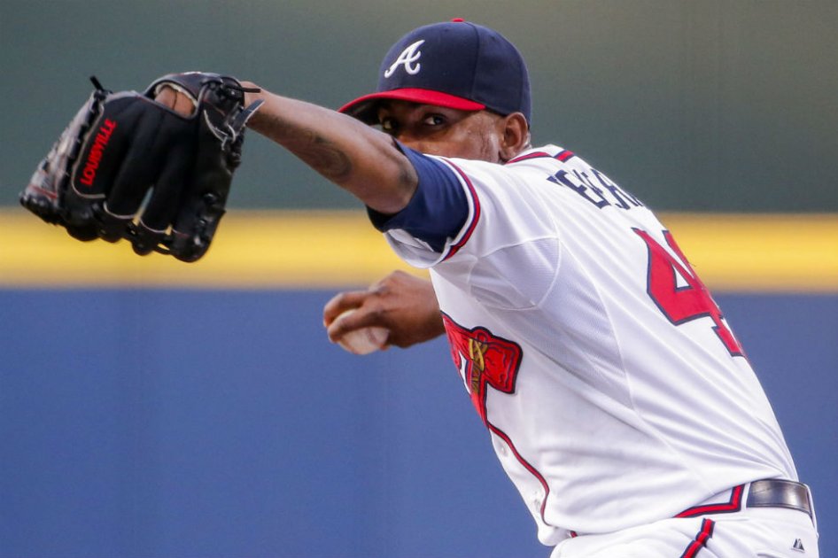 Julio Teherán lanzador de los Bravos de Atlanta. Foto: AFP