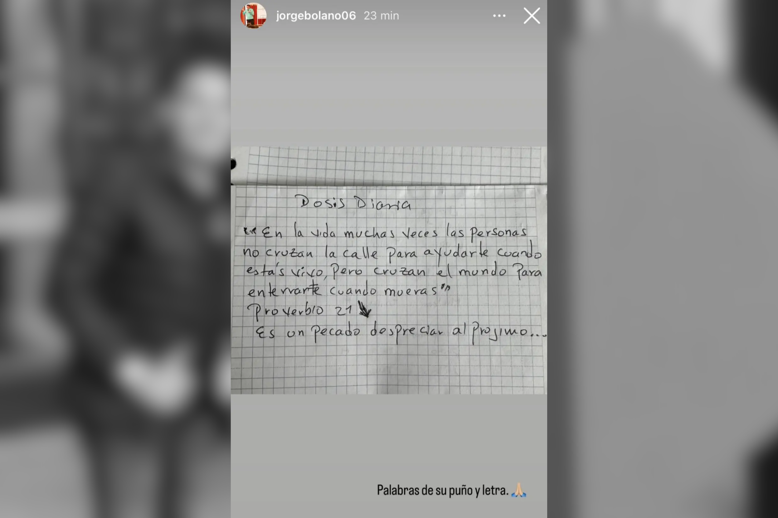 La carta de Jorge Bolaño.