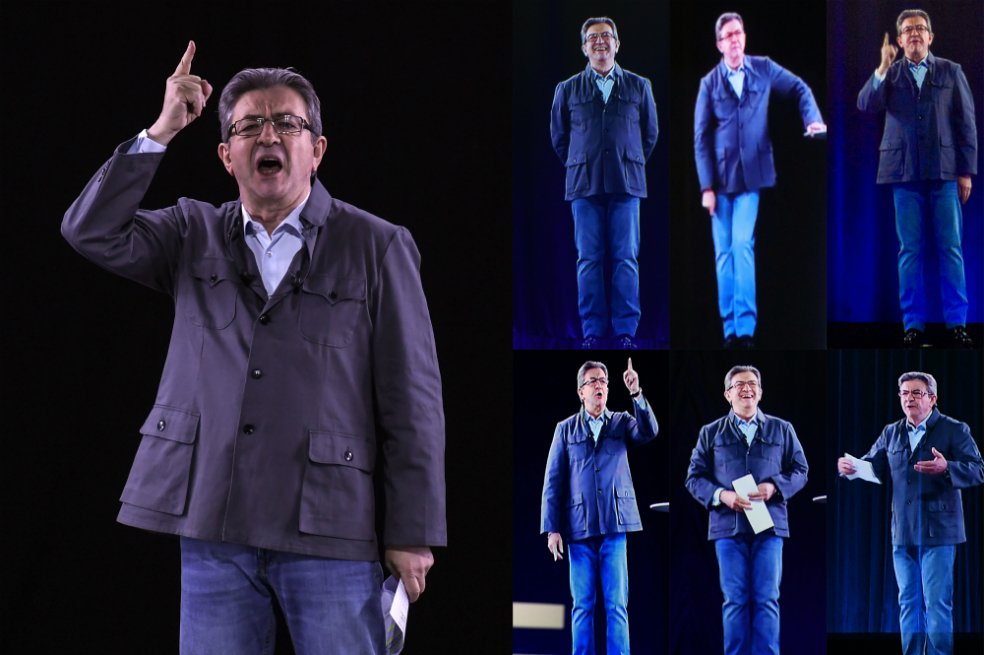 Mélenchon, el presidenciable de Francia que da discursos simultáneos mediante hologramas