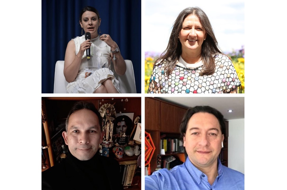 Diana Arango, Equitas; Liliana María Uribe Tirado, Corporación Jurídica Libertad; Pablo Cala, Fundación Hasta Encontrarlos; y Cesar Santoyo Santos, Colectivo sociojurídico Orlando Fals Borda.