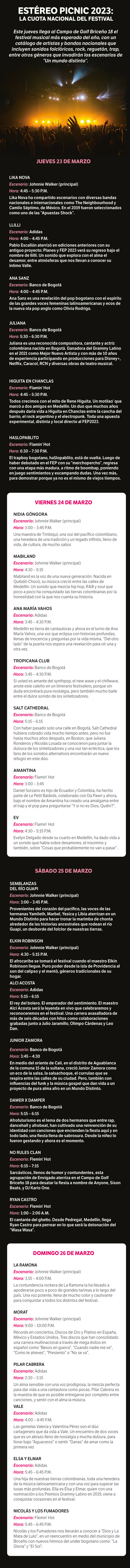 Estéreo Picnic 2023: la cuota nacional del festival