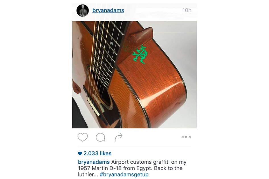 Dañan en Egipto guitarra de colección de Bryan Adams