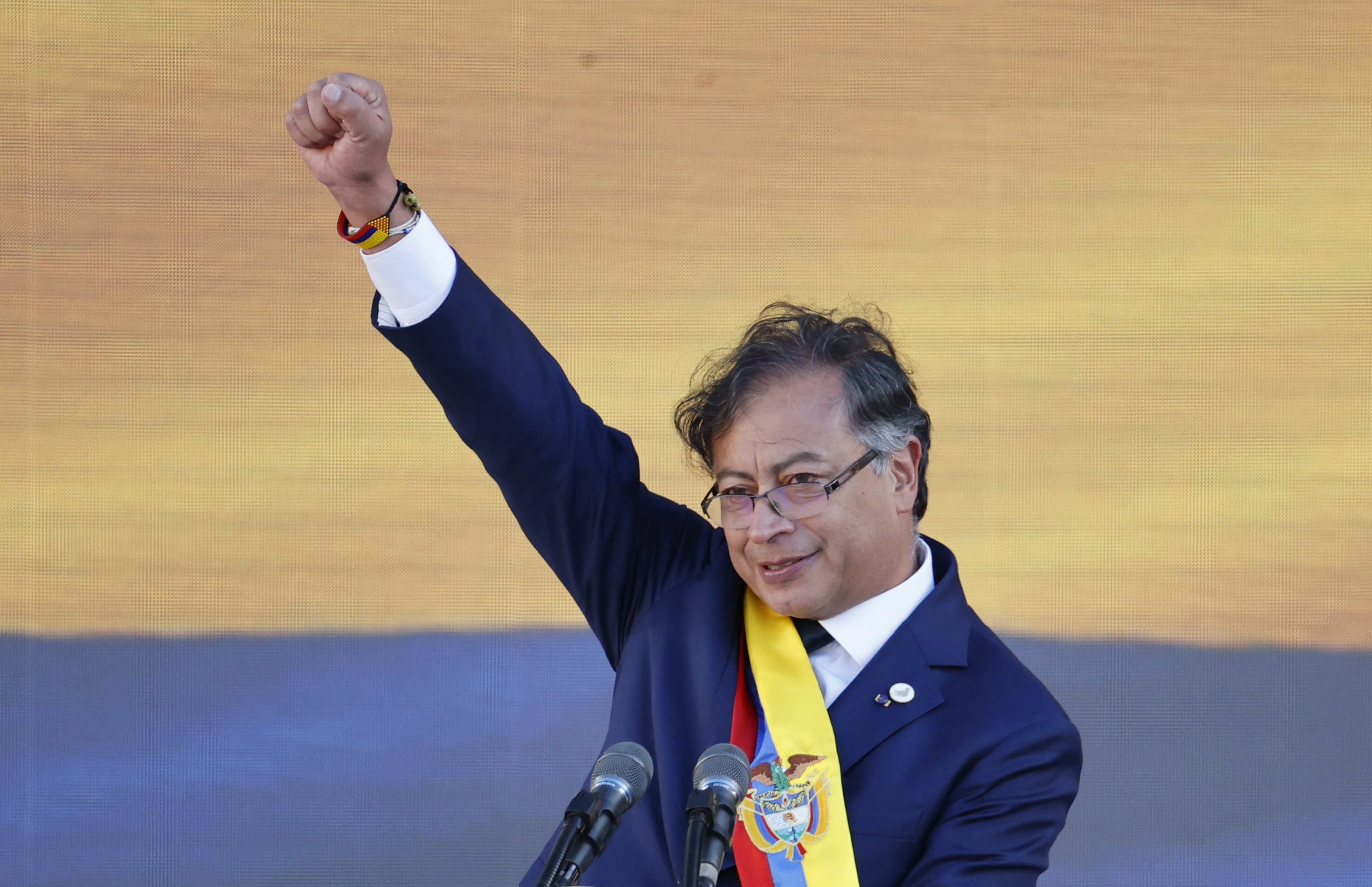 AME7949. BOGOTÁ (COLOMBIA), 07/08/2022.- El presidente de Colombia, Gustavo Petro, pronuncia su discurso de investidura hoy, en la Plaza Bolívar de Bogotá (Colombia). EFE/ Mauricio Dueñas Castañeda