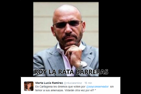Marta Lucía Ramírez se refiere al presidente de La U como «Roy la rata Barreras»