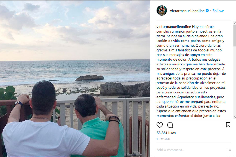 Cantante Víctor Manuelle despide a su padre