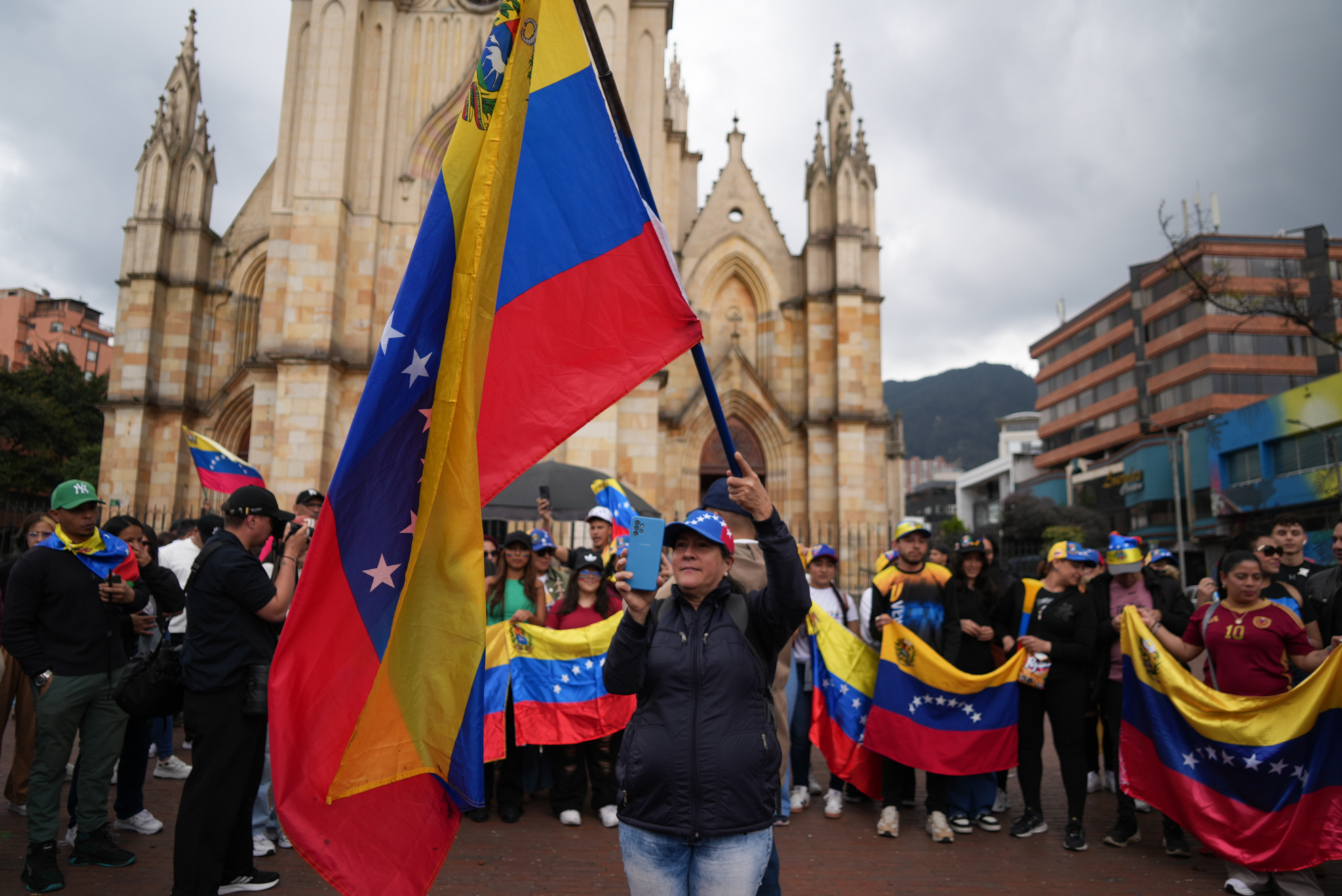 Manifestación en la Plaza de Lourdes, en Bogotá.