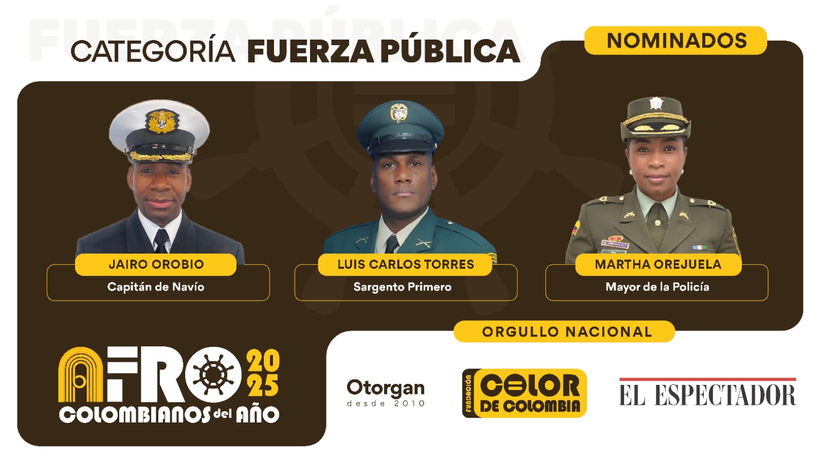 Nominados en la categoría Fuerza Pública.