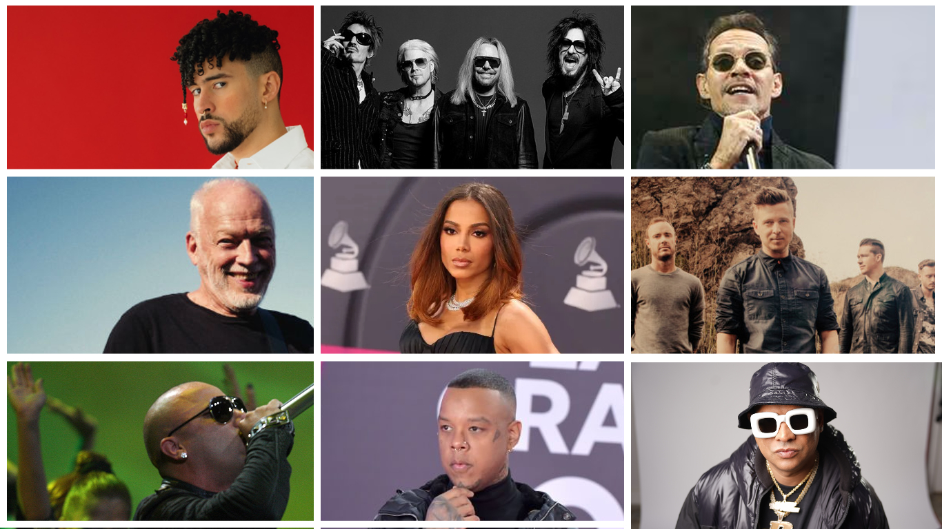 Bad Bunny, Mötley Crüe, Marc Anthony, David Gilmour, Anitta, OneRepublic, David Guetta, Wisin, Akapellah y Maldy son algunos de los artistas que estrenan este viernes 26 de abril.