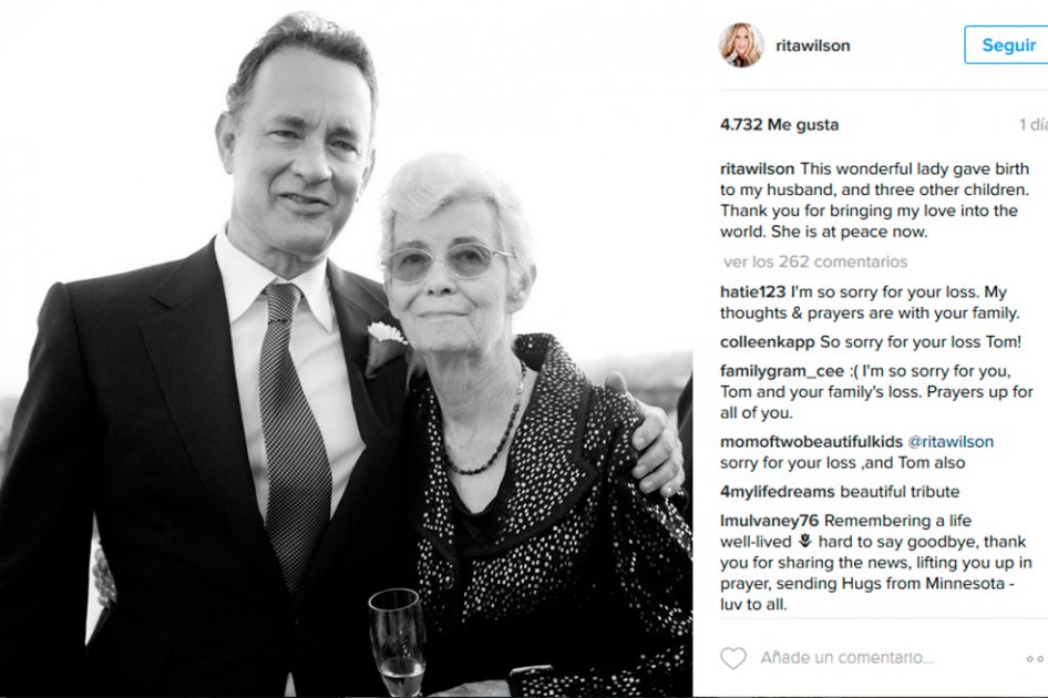 Muere la madre del actor Tom Hanks