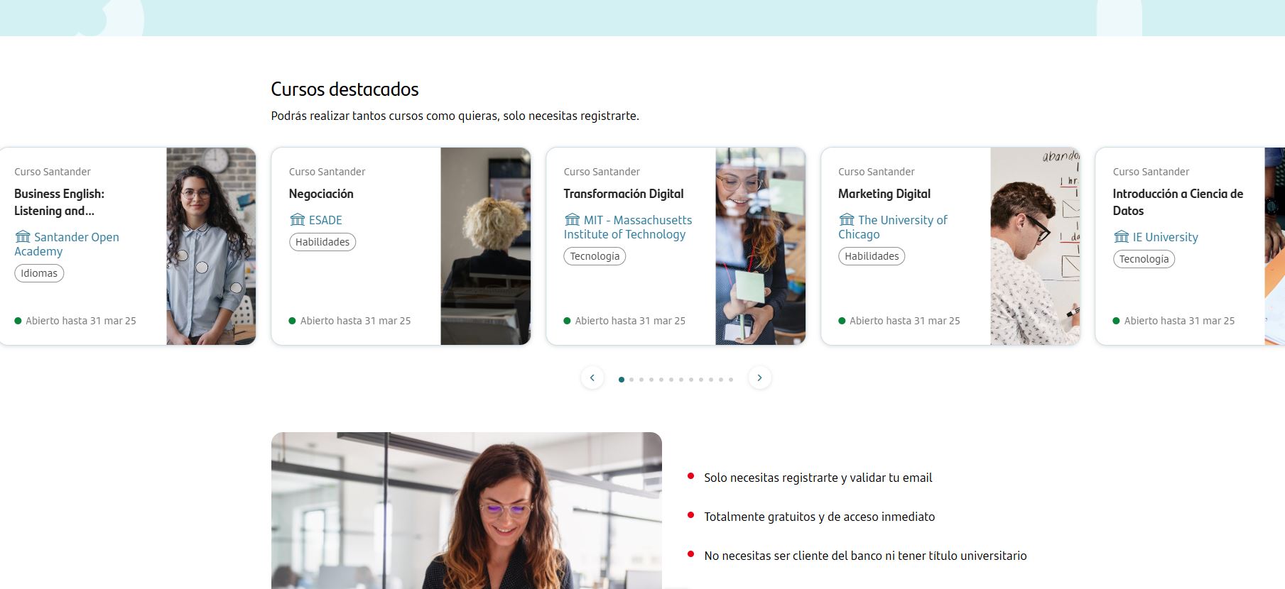Estos son los cursos disponibles y más recientes.