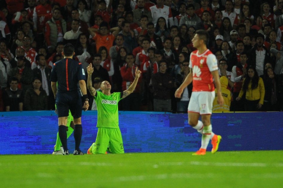 Alejandro Bernal marcó el gol que le está dando la ventaja al cuadro antioqueño en El Campín. Foto: Cristian Garavito