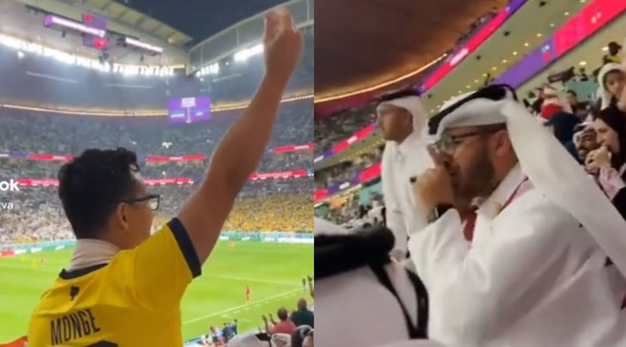 Video: Hincha catarí manda a callar a un ecuatoriano durante el Mundial