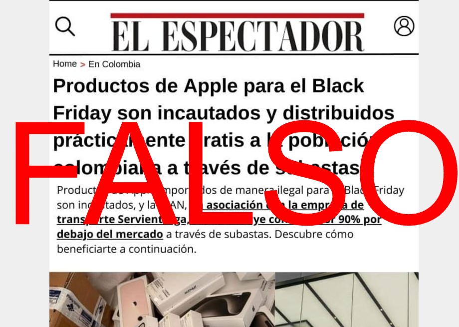 No, El Espectador no está promocionando productos Apple para el Black Friday