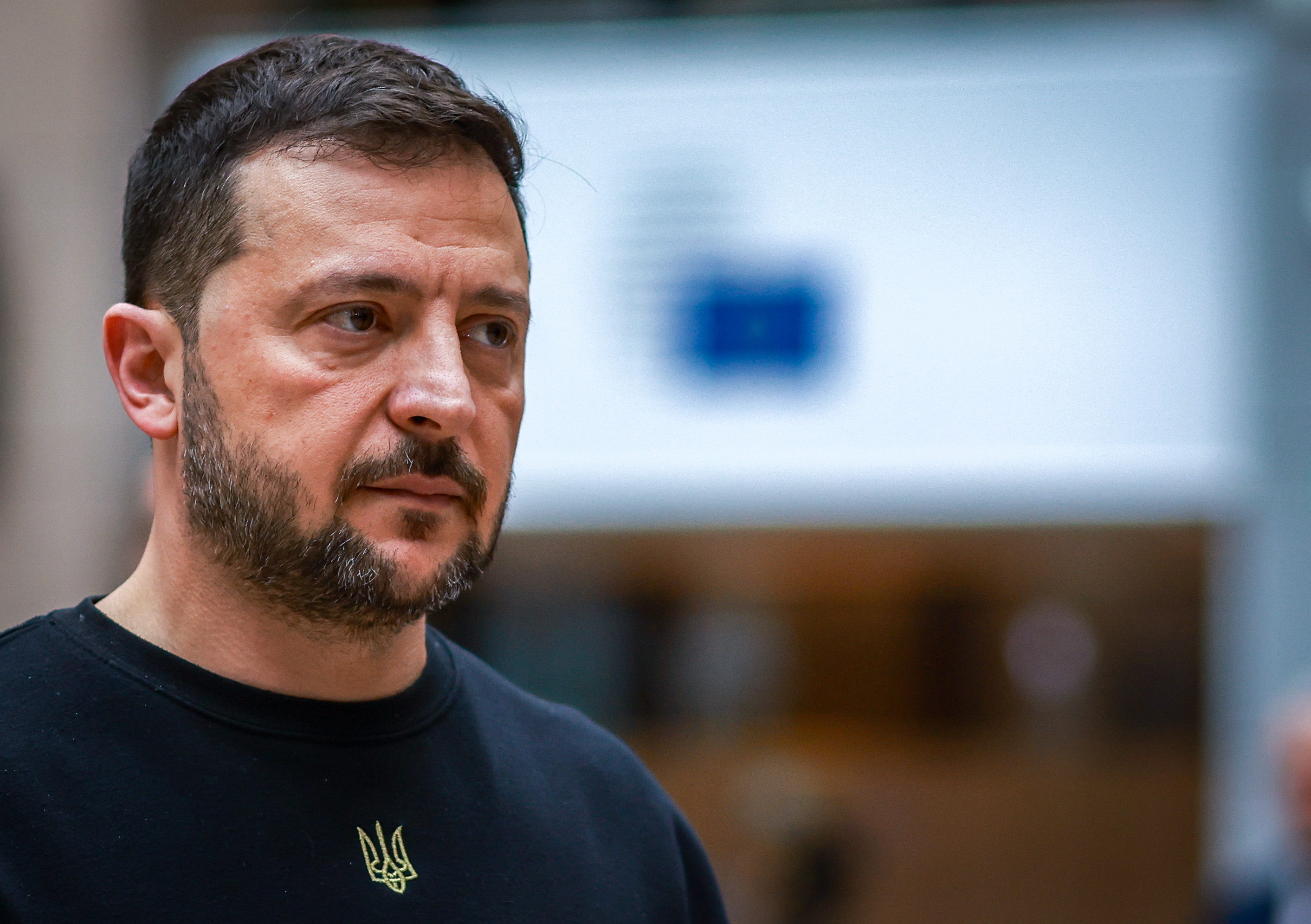 Brussels (Belgium), 17/10/2024.- Ukraine's President Volodymyr Zelensky during the European Council summit in Brussels, Belgium, 17 October 2024. EU leaders are meeting in Brussels to discuss Ukraine, the Middle East, competitiveness, migration and foreign affairs. (Zelenski, Bélgica, Ucrania, Bruselas) EFE/EPA/OLIVIER HOSLET