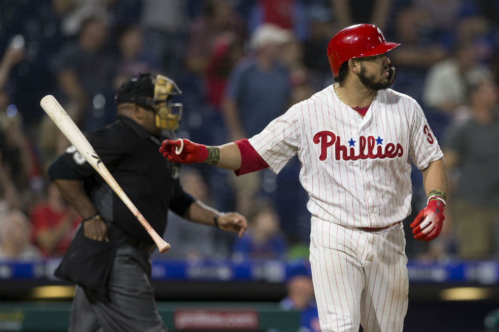 Jorge Alfaro, receptor de los Phillies de Filadelfia.  / AFP
