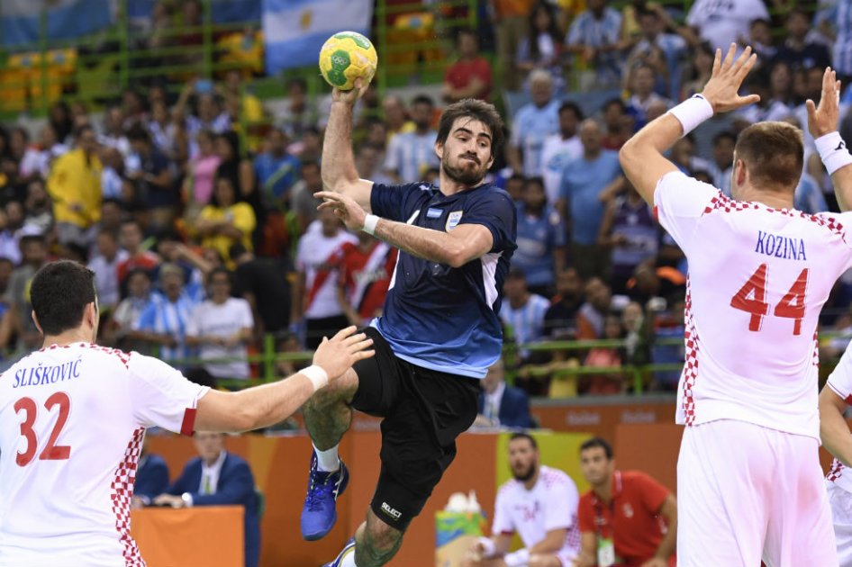 Pablo Simonet, jugador de la Selección de Argentina de balonmano. Foto: AFP