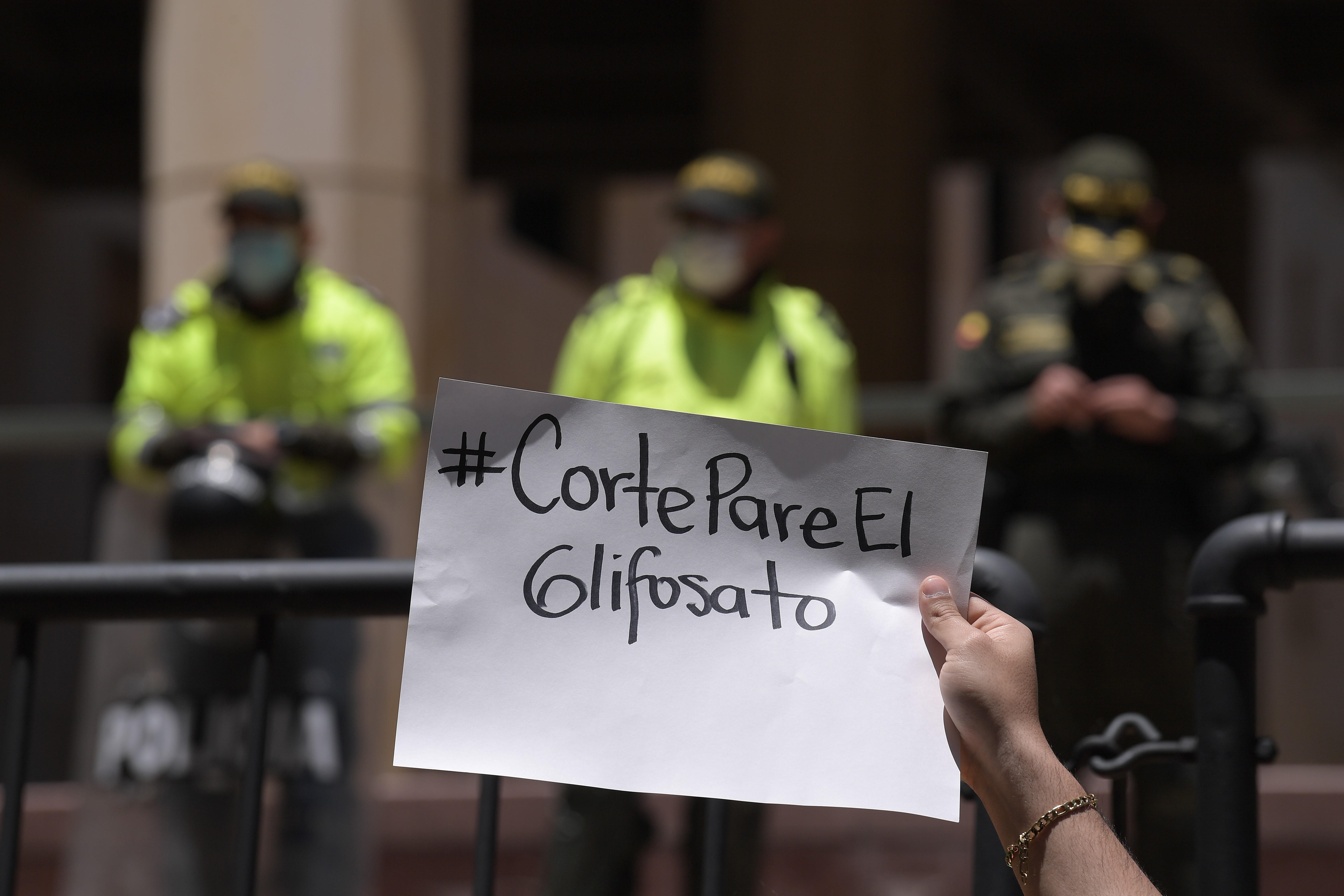 Protesta contra el uso de Glifosato como medio de erradicación.