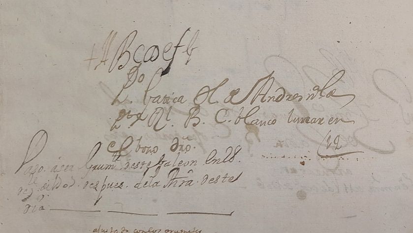Registro de Pedro Gatica como paje en el galeón San José. Allí se indica que tenía 14 años en 1706, que era hijo de Andrés, oriundo de Puerto Real y sus señas físicas más notables. También tiene una nota que dice que pasó a ser grumete el 28 de septiembre de 1707.