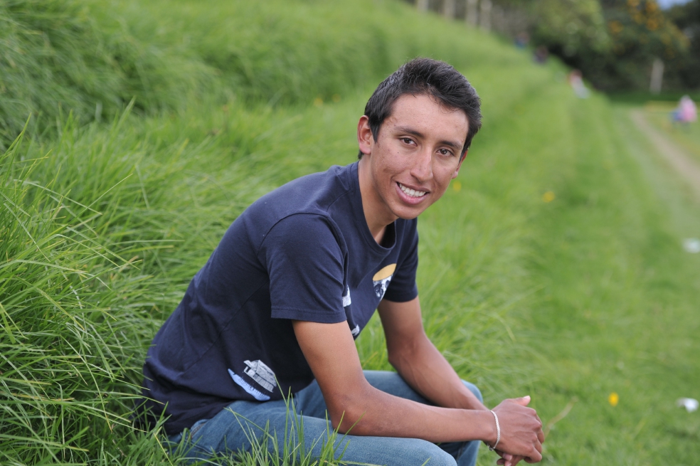 Egan Bernal guarda todas sus ciclas en “el cuarto de la bicicleta”, en su casa. Tiene ocho. / Mauricio Alvarado - El Espectador