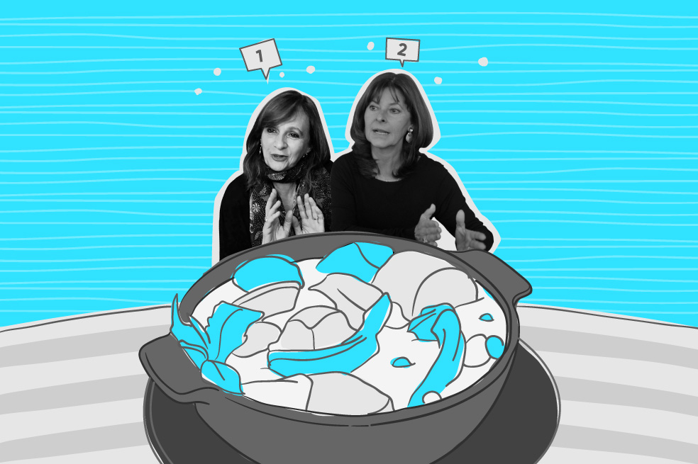 Ángela María Robledo y Marta Lucía Ramírez en el último episodio de Sancocho Presidencial, un pódcast de El Espectador y Aló, por favor Colombia. 