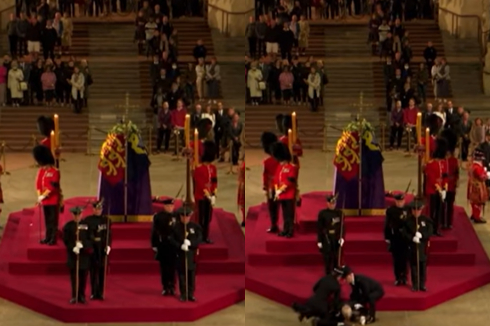 Impactante: guardia se desmayó custodiando el féretro de la reina Isabel II