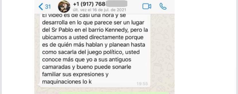 Fragmentos del chat con el que desconocidos intentaron engañar a la senadora Victoria Sandino.