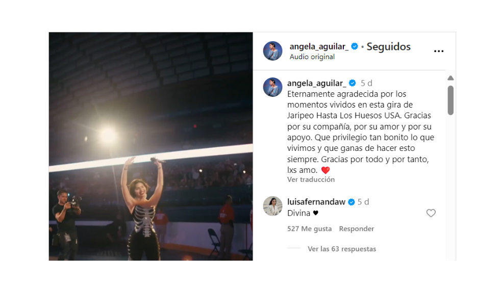 Lluvia de críticas a Luisa Fernanda W por elogio que le envió a Ángela Aguilar