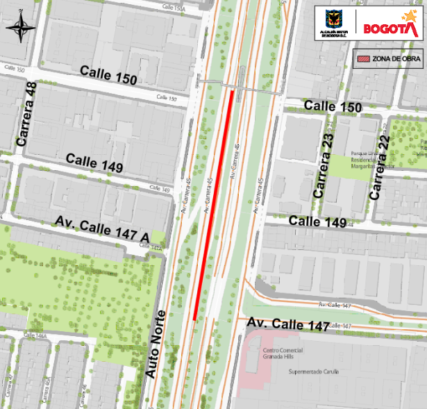 Cierre total de la calzada occidental de Transmilenio en la Autopista Norte.