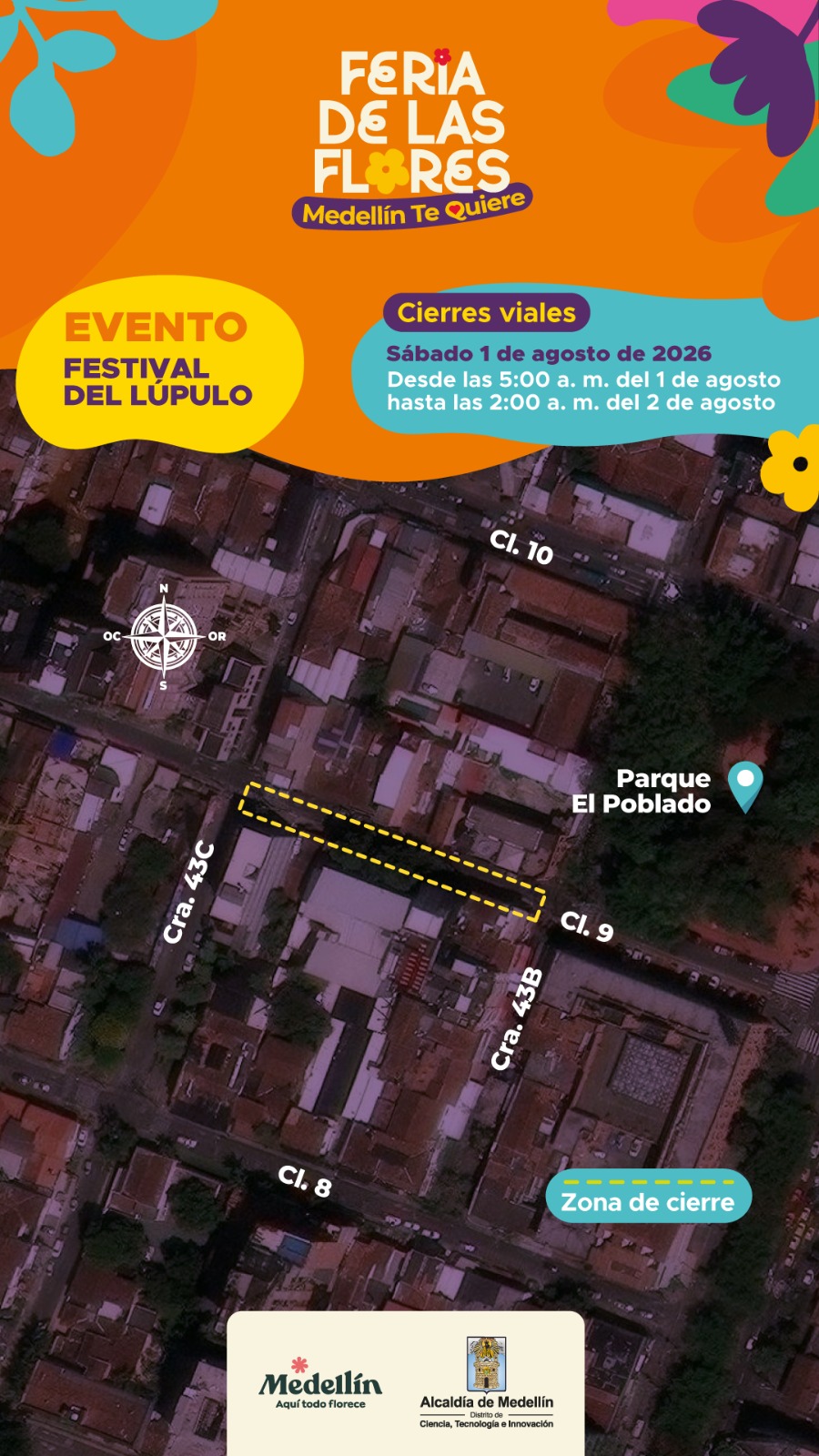 Cierre vial Medellín Feria de las Flores 2026.