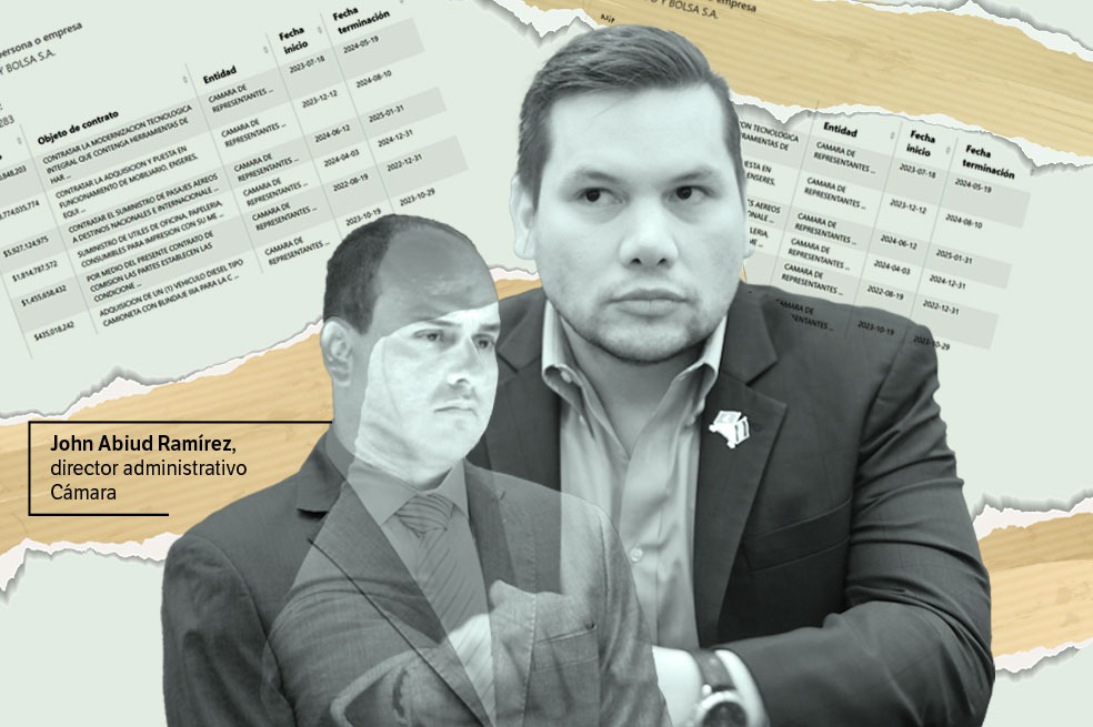 Andrés Calle, quien presidió la Cámara, y John Abiud Ramírez, director administrativo de la corporación.