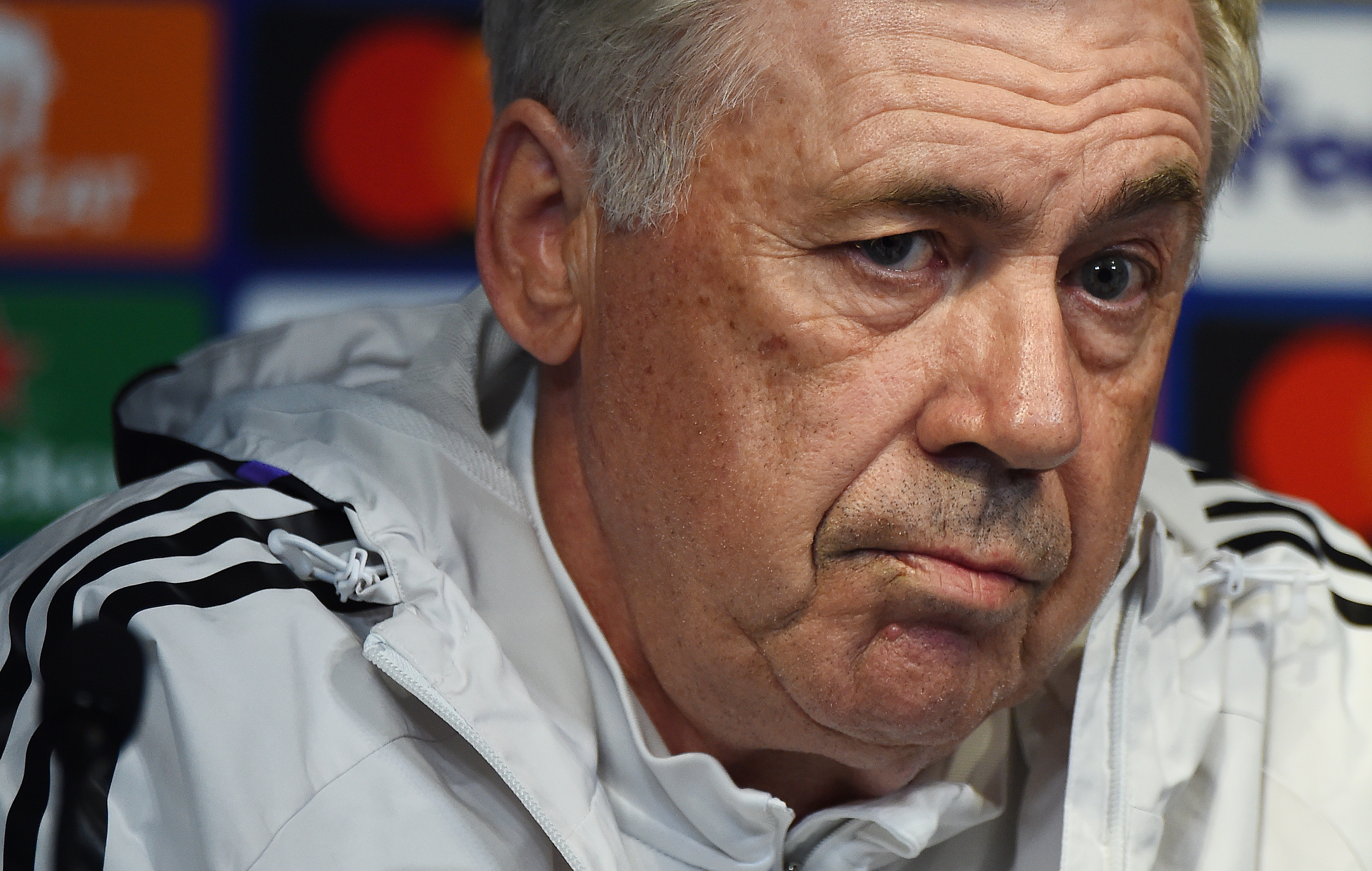 Manchester (United Kingdom), 16/05/2023.- Real Madrid's manager Carlo Ancelotti attends a press conference held at the Etihad Stadium, Manchester, Britain, 16 May 2023. Real Madrid face Manchester City in a UEFA Champions League semi-finals, 2nd leg soccer match on 17 May. (Liga de Campeones, Reino Unido) EFE/EPA/PETER POWELL