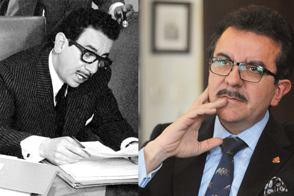 A la izquierda, Carlos Medellín Forero (1928-1985), magistrado de la Sala Constitucional de la Corte Suprema de Justicia. A la derecha, Carlos Medellín Becerra, hijo del magistrado.  / Archivo El Espectador