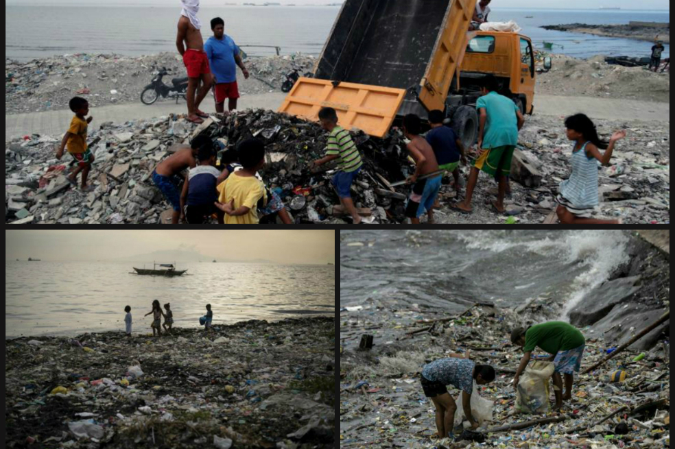 Así es el «mar de plástico» que cubre la Bahía de Manila