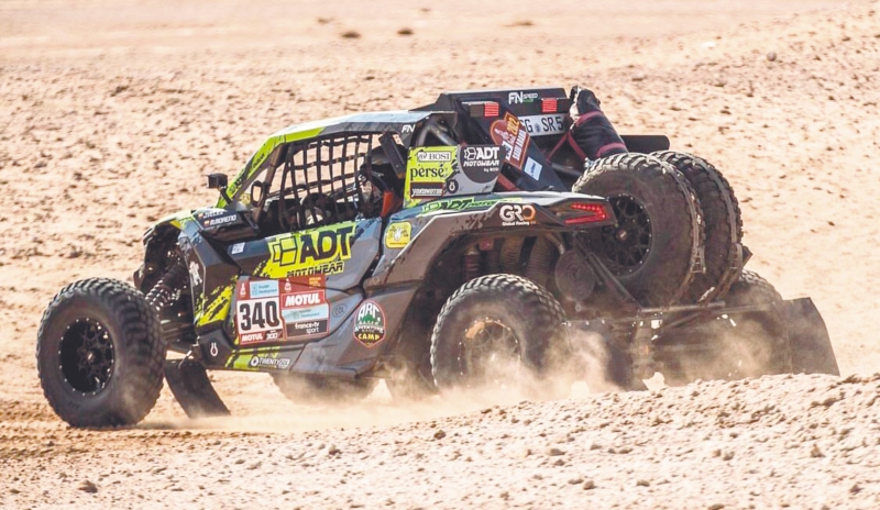 El Can-Am Maverick X3 que condujeron Javier Vélez y Mateo Moreno Kristiansen en su tercer Dakar juntos. / Fedeautos