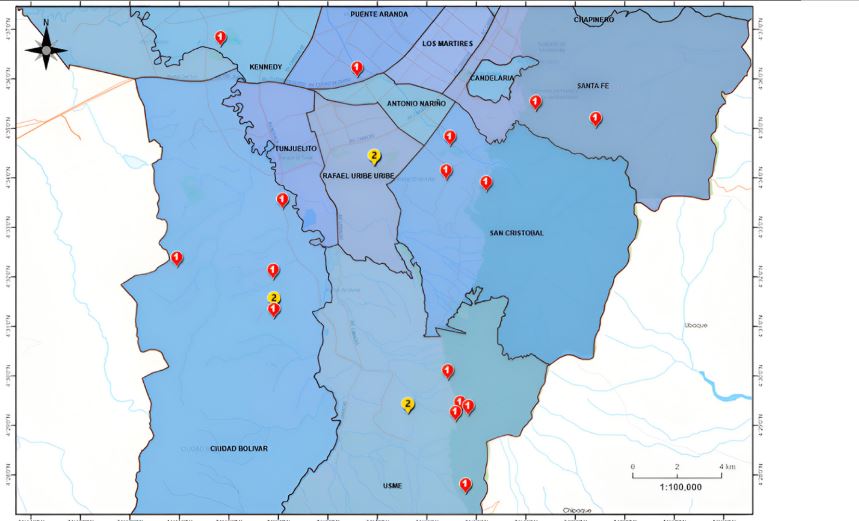 Mapa de los 22 hallazgos.