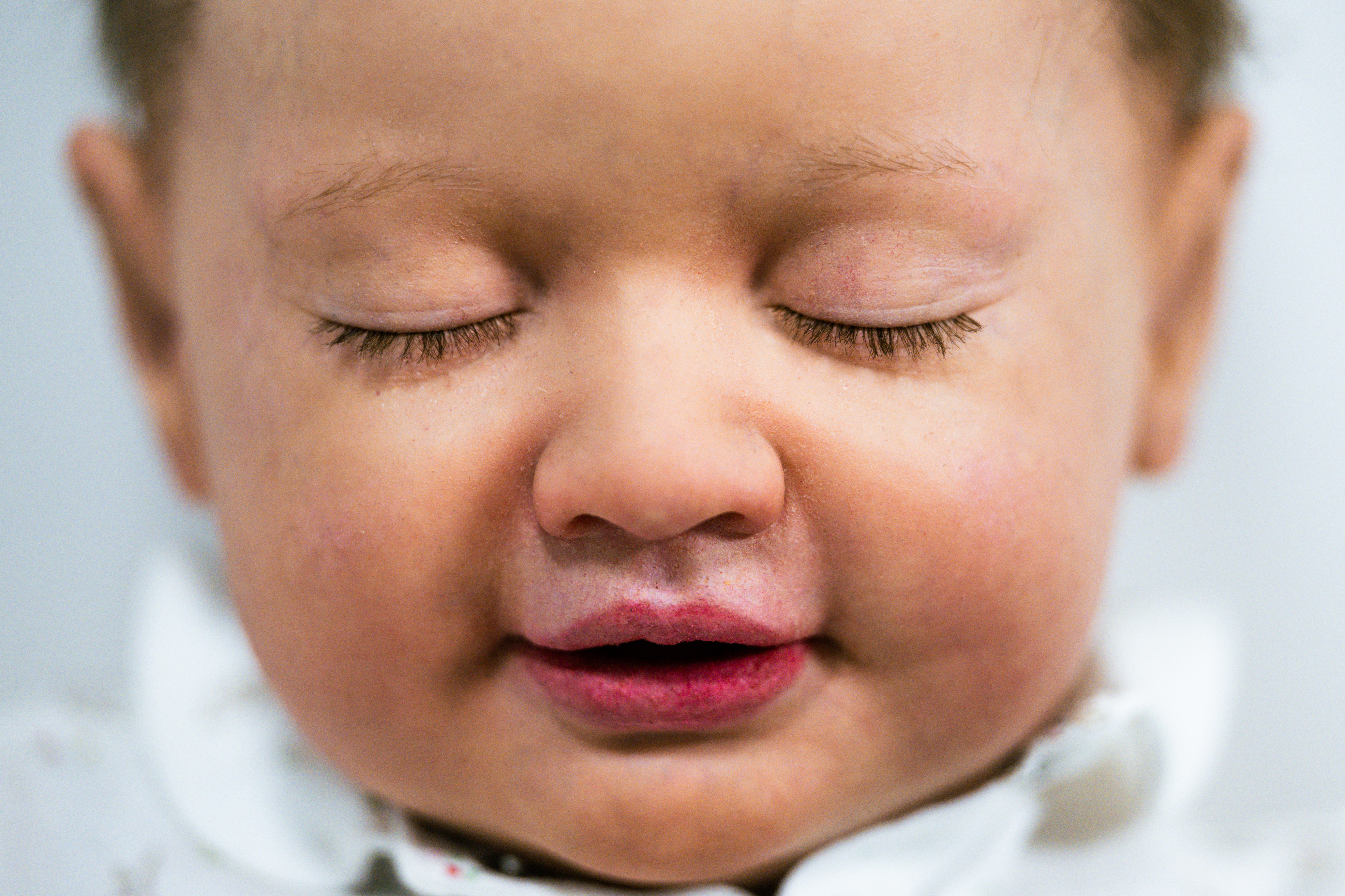 (FILES) This photograph shows the head of a fake baby made for cinema and television created by Cinebebe (Cinebaby), a specialised brand of the Studio Junon -a company creating visual effects- in Saint-Denis, suburbs of Paris, on January 21, 2025.