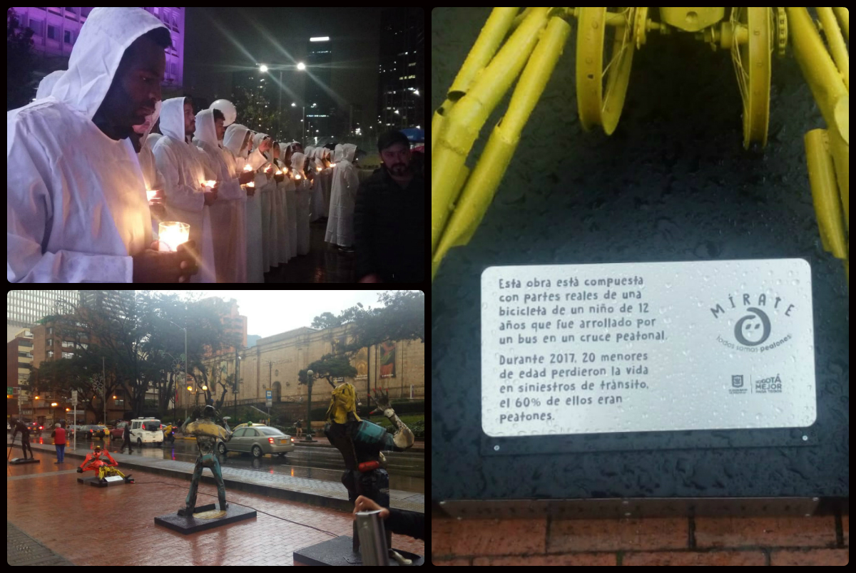 Imágenes del homenaje a víctimas de siniestros viales en Bogotá