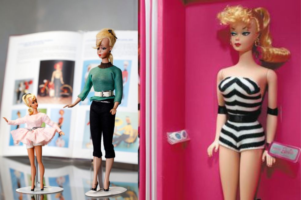 La muñeca alemana Bild Lilli (izquierda) fue lanzada al mercado antes que la primera Barbie (derecha).