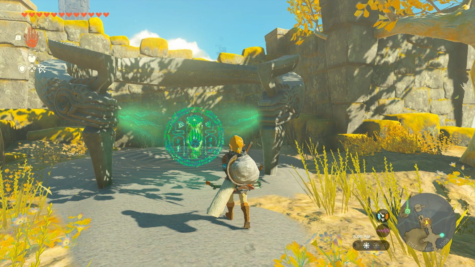 Captura del gameplay oficial del Legend Of Zelda: Tears of the Kingdom. Una muestra de la visión del jugador en el mundo de Link y Zelda.