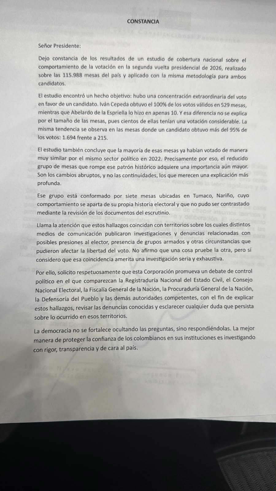 Proposición Héctor Olimpo Espinosa