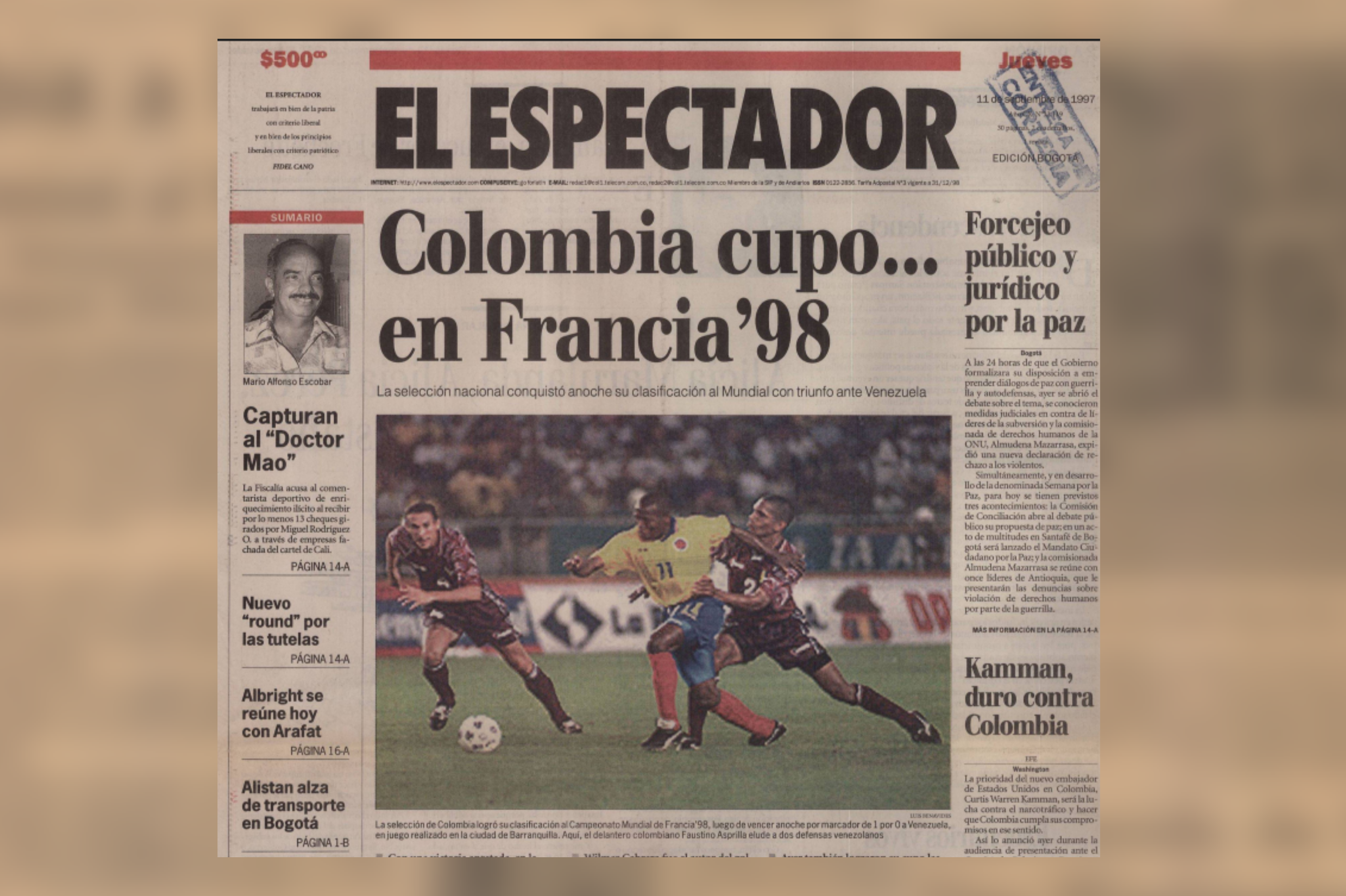 Las portadas de El Espectador de las clasificaciones de Colombia a los Mundiales