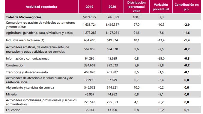 Tabla de micronegocios