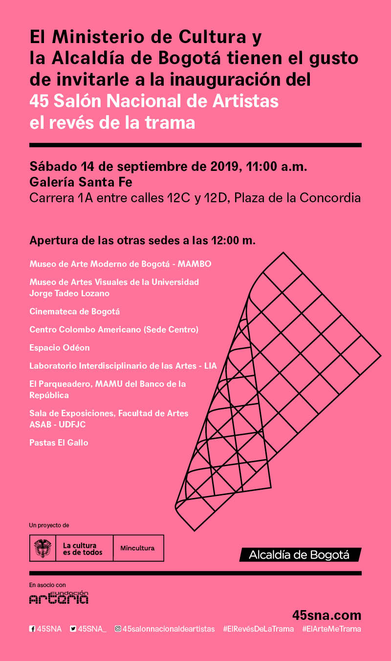 A través de ochopropuestas, el SNA contará con más de 150 artistas, que transitarán por distintos medios: exposiciones, páginas web, publicaciones impresas, performances y manifestaciones artísticas, transformacionesde espacios públicos, programas de radio y recorridos por el centro de Bogotá.