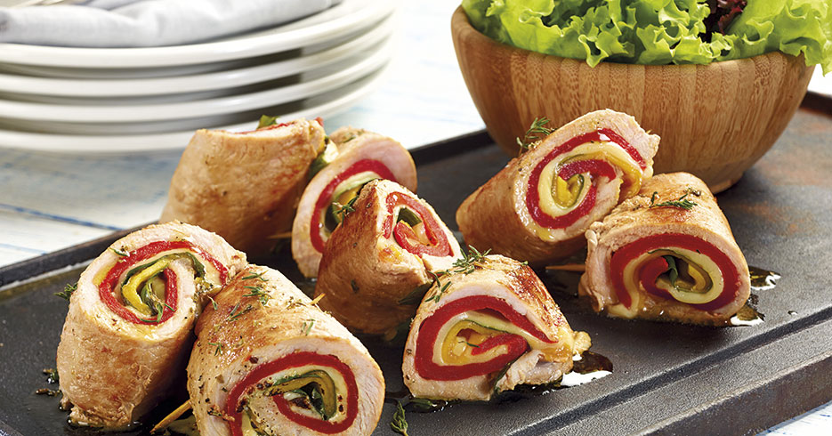 Receta del día: Rollo de bola de pierna de cerdo con queso y mango